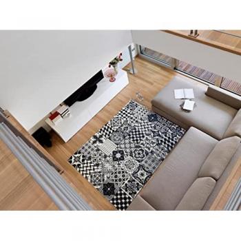 Alfombra Moderna con Diseño de Mosaico (190 x 280 cm) | Pelo Corto y 100% Lavable | Perfecta para Salón y Comedor