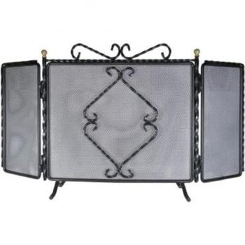 Parascintille Ferro Battuto Treccia 3 Ante 95x50cm per Caminetto