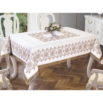 Toalha de mesa bordada en guipur 120x160 cm tono oro