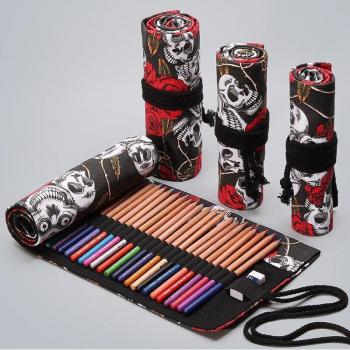 Stylo pénal en rouleaux de roses créatifs, trousse de papeterie Kawaii porte-crayon avec 48 trous