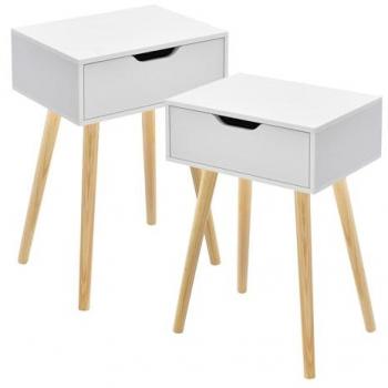 Set di Tavolini Laterali Östersund con Cassetto – Bianco