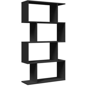 Black 4-Tier Room Divider Bookcase 70x24x129 cm Engineered Wood vidaXL