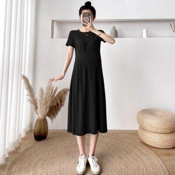 Robe de maternité taille haute, en coton à pois, grande taille, printemps été