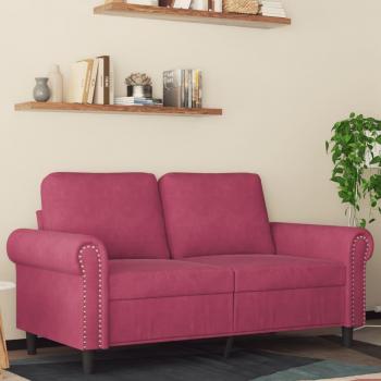 Sofá de 2 plazas de terciopelo rojo tinto 120 cm Vidaxl Rojo