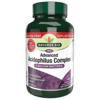 Complexe d'Acidophilus 50mg Natures Aid, 180 Capsules (50% Extra Gratuit)