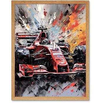 Race Car Splat Art Wall Decor 12x16