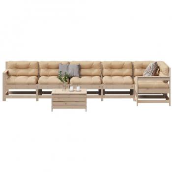 Set Outdoor 7 piezas + Cojines de Madera Maciza Pino