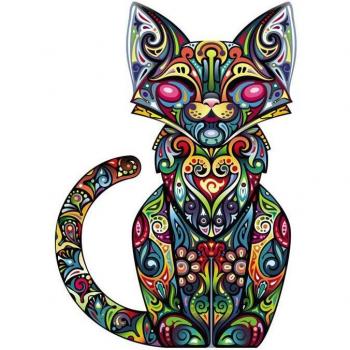 Transfert thermique chat papillon floral pour T-shirt 47151