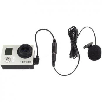 Micrófono de clip para GoPro Hero 3, 3+ y 4, adaptador USB y conector 3,5mm