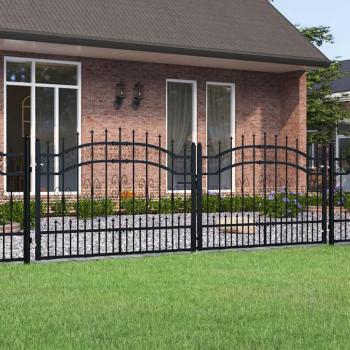 VidaXL 305x151 cm Spear Top Fence Gate in Black Powder-coated Steel