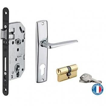 Ensemble serrure encastrée THIRARD Monomax + poignées Ares, axe 40 mm, 3 clés