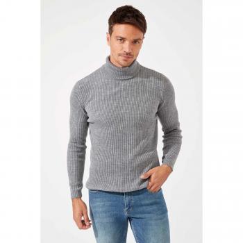 DeFacto Men's Patterned Turtleneck Pullover Sweater