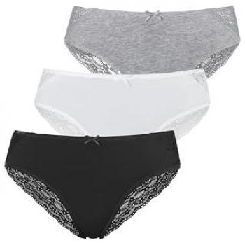 VIVANCE Brasilslip Damen – Creme Single Jersey, 3er-Pack, Gr. 36/38, 95% Baumwolle / 5% Elasthan, Spitze 90/10