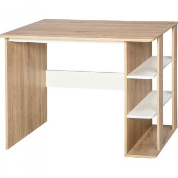 Escritorio Tadeo Homcom 3 Estantes Laterales Blanco/Madera 74X100x55 Cm