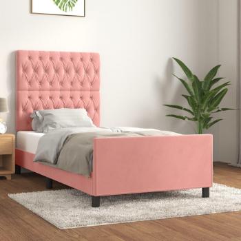 VidaXL Bettgestell mit Samt-Kopfteil Rosa 90x190 cm