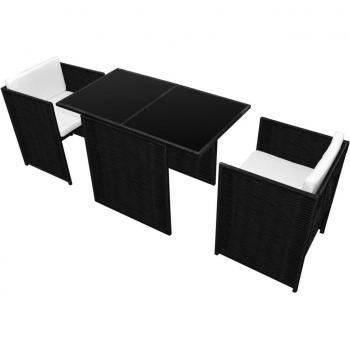 Mobile Bistrot 3 Pezzi cuscini intrecciati neri