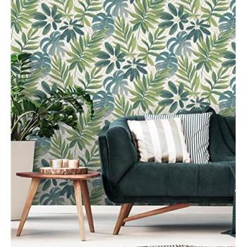 Papel Pintado Vinílico Ecológico Hojas Grandes Monstera Verde Tropical