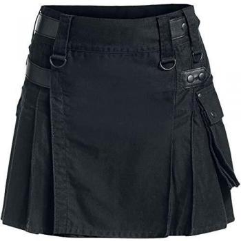 Minifalda Kilt de Algodón Negro para Mujer