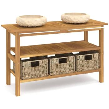 Teak Wood Cream Sink Cabinet