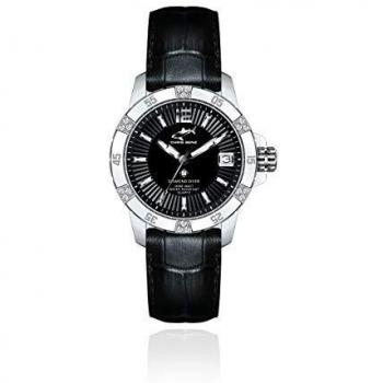 Chris Benz Taucher-Design Damen 200 M – Black Haven Edition, schwarzes Leder