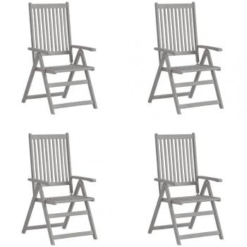 VidaXL Patio Reclining Chairs 4 pcs Gray Solid Acacia Wood