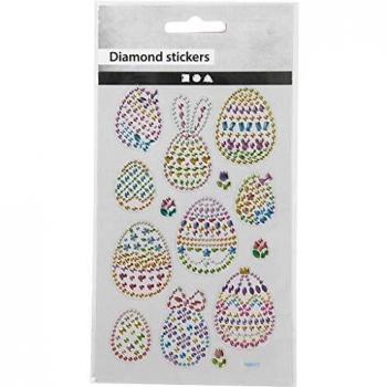 Diamond Stickers, Easter Egg Art Stickers, 15x16.5 cm, 1 Sheet