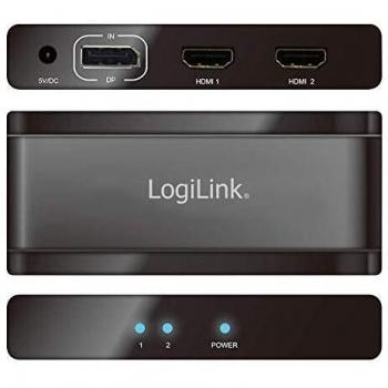 LogiLink 2 Porte Distributore Splitter DisplayPort 3840 x 2160 Pixel Nero