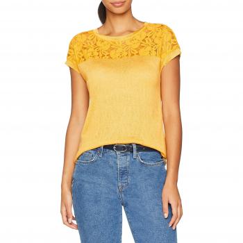 Camiseta Only Onlriley S/s Mix Top, Sin Mangas, Amarillo