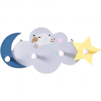Accesorio Pared Madera: Ganchos Luna y Estrella (4 unidades)