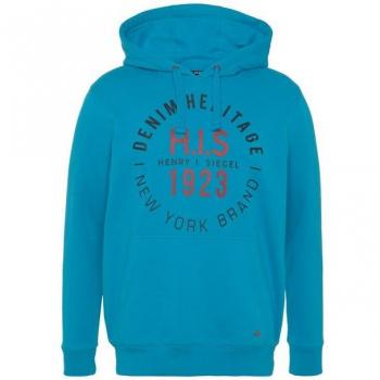 HIS Herren Sweatshirt mit Kapuze – Lässige Passform, Blau-Türkis