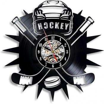 Horloge murale en vinyle hockey décoration moderne