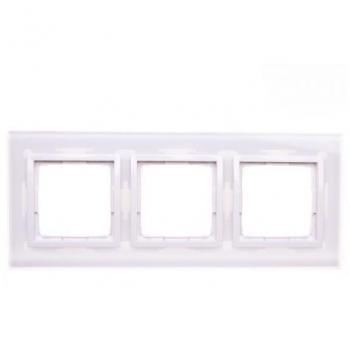 Cadre Triple Raffiné Blanc Perlé 234 x 96 mm