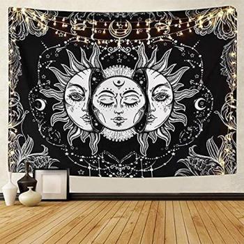 LOMOHOO Beach Throw Sun and Moon Tapestry