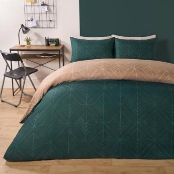 OHS Isaac King Size Duvet Cover Set in Teal/Natural