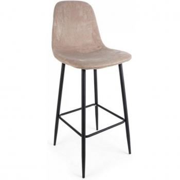 Taburete de bar IPERBRIKO con terciopelo topo 46x39x103