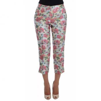 D&G Women's Multicolor Floral Brocade Front Pocket Trousers – XS