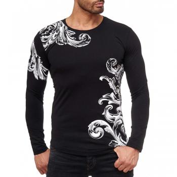 Red Bridge Herren Sweatshirt Longsleeve Floral Motiv Pullover Langarm Shirt (Schwarz, XXL)