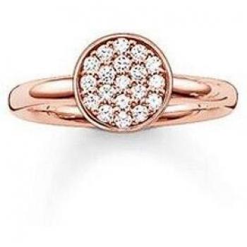Bague Glam & Soul Thomas Sabo Argent 925 Or Rose 18 Carats Zirconium Blanc Taille 54