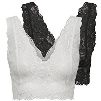 Cream, Sleeveless Tops, female, Black, M, Lace Top 2 Pack Black-White