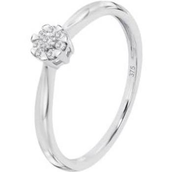 Anillo Elegante de Diamante en Oro Blanco 9 Quilates