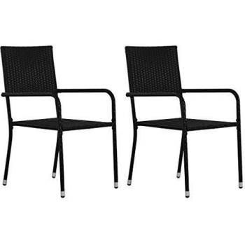 Sillas de Jardín 2 Piezas en Polyrattan Negro