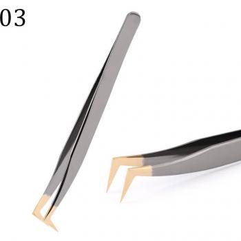 Ultra‑Smooth Black‑Gold Lash Tweezers – 100% Closed, Anti‑Slip Design