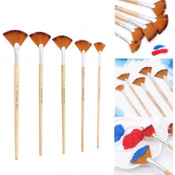 5-Piece Artist Fan Brushes for Wood Painting