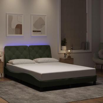 VidaXL Bettgestell „NightGlow” – Hellgrau, 120 × 200 cm, Samtoptik