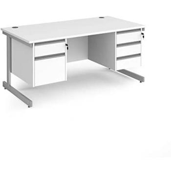 Dams Contract 25 Desk – 3‑Drawer Pedestal – Cantilever Silver
