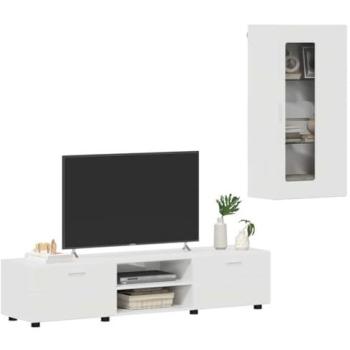 VidaXL TV Cabinet Set FLORIN – High Gloss White, Engineered Wood Edition