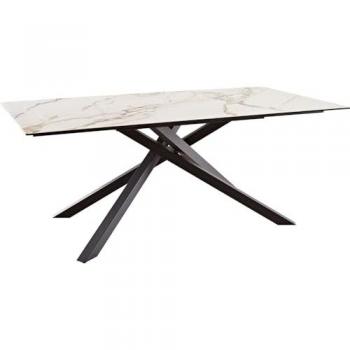 Esstisch Calacatta Luxe Edge, 200x100 cm, Schwarz Rechteckgestell