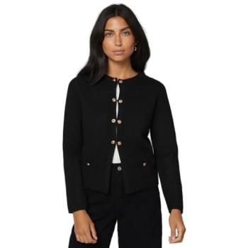 Women’s Classic Gold‑Button Cardigan (Black, L)