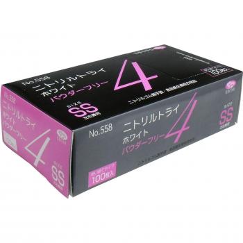 Try‑4 Nitrile White Powderless SS 100-Pack