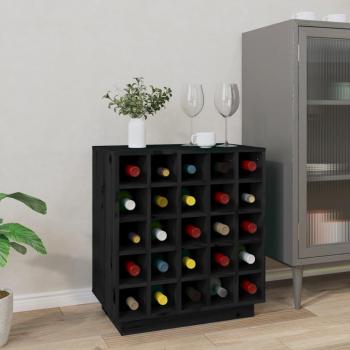 Étagère à vin noire, bois de pin massif, 55,5 × 34 × 61 cm